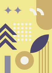 Mid century abstract contemporary aesthetic design set with geometric balance shapes, modern minimalist artprint.