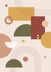 Modern minimalist abstract aesthetic illustrations with geometric shapes. Contemporary wall decor. Collection of creative artistic posters.