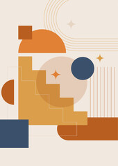 Modern minimalist abstract aesthetic illustrations with geometric shapes. Contemporary wall decor. Collection of creative artistic posters.