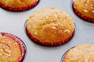close-up of frosted cupcake ready to eat