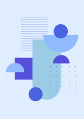 Modern abstract aesthetic set of geometric balance shapes, stairs and plants. Wall decor in boho style. Mid century vector print for cover, wallpaper, card, social media, interior decor