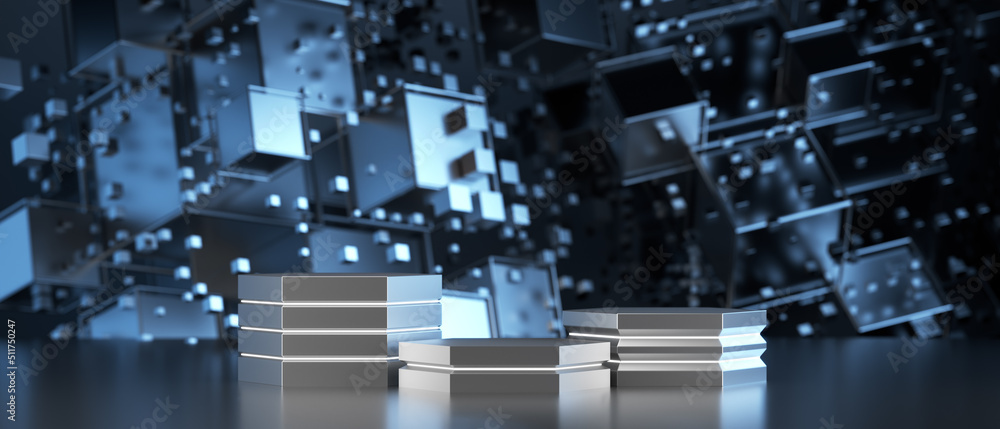 Poster podium for your design product in futuristic style. the technological style of presenting your produ