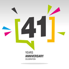 41 Years Anniversary celebration colorful white modern number logo icon banner