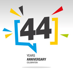 44 Years Anniversary celebration colorful white modern number logo icon banner