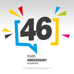 46 Years Anniversary celebration colorful white modern number logo icon banner