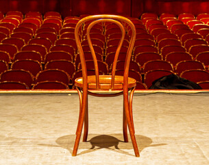 chair on stage as a theatrical prop