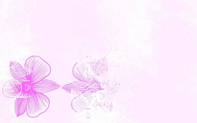 Light Purple vector doodle layout with flowers.