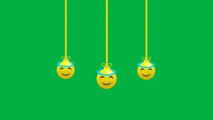 Honest emoji in hanging motion isolated on green screen. Three honest emoji with blue ring. - Powered by Adobe