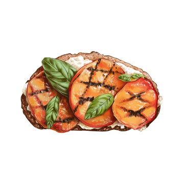 Grilled Peach Tartines with Burrata and Basil