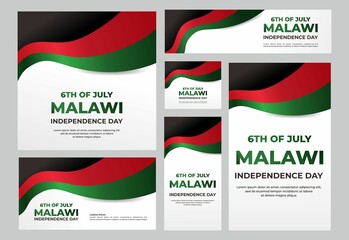 Happy Independence day of Malawi, Waving flag of Malawi for independence day greeting card, Banner or poster of Malawi independence day celebration