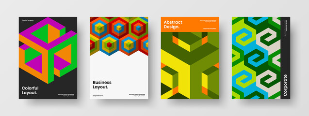 Fototapeta premium Unique geometric pattern placard illustration composition. Amazing company cover A4 vector design concept collection.