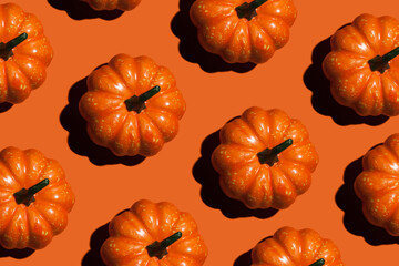 many orange pumpkins pattern top view