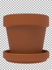Clay flower pot 3d render png 