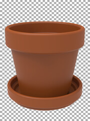 Clay flower pot 3d render png 