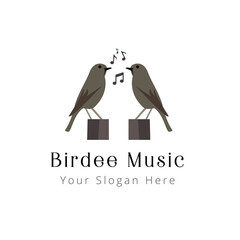 Bird Music logo design vector template