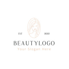 Girl hair Line art premium logo design template For fashion and beauty