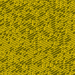 Yellow vector seamless maze endless labyrinth pattern background