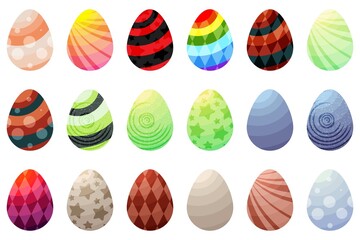 Easter eggs fantasy set. Vector illustration.