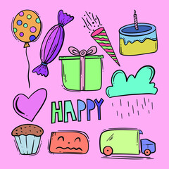 colorful kids doodle illustration free vector