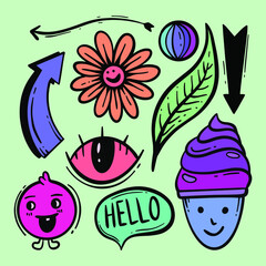 colorful kids doodle illustration free vector