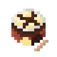 Chocolate and vanilla ice cream cup pixel art. Vector illustration.