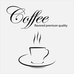 Cup of aromatic coffee, premium quality. Vector illustration