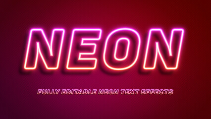 Fully ediatable retro neon text effects - obrazy, fototapety, plakaty