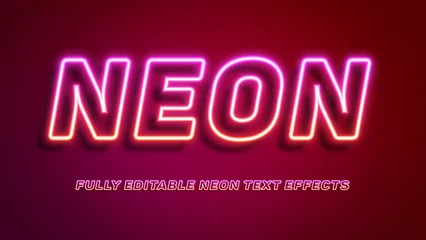Deurstickers Fully ediatable retro neon text effects © Kamil