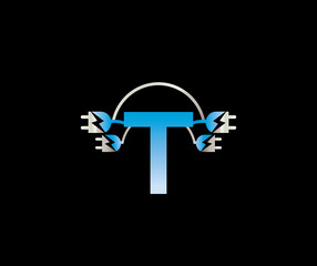 T letter electrical logo power electronics energy lightning Design