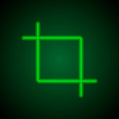 Fototapeta premium Crop tool simple icon vector. Flat design. Green neon on black background with green light.ai