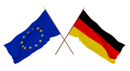 Background for designers, illustrators. National Independence Day. Flags The European Union and Germany