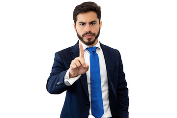 Businessman grimacing in a suit