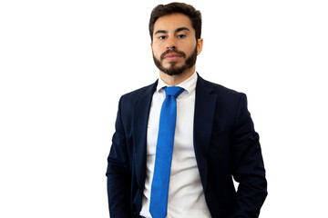 Businessman grimacing in a suit