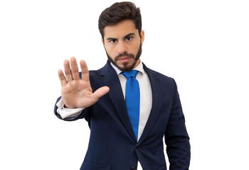 Businessman grimacing in a suit