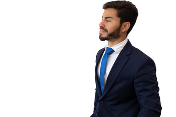 Businessman grimacing in a suit