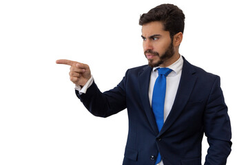 Businessman grimacing in a suit