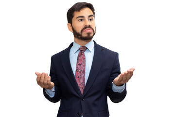 Businessman grimacing in a suit