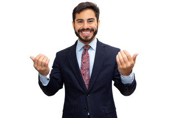 Businessman grimacing in a suit