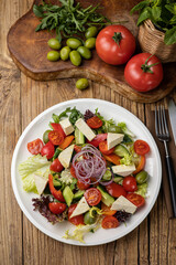 vegetarian salad on a wooden table
