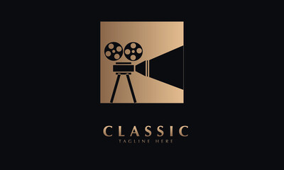 film roll or camera  vector monogram logo template