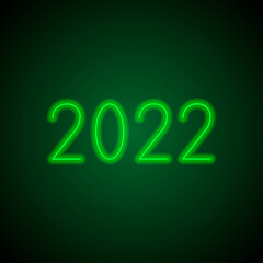2022 simple icon vector. Flat design. Green neon on black background with green light.ai