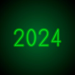 2024 simple icon vector. Flat design. Green neon on black background with green light.ai