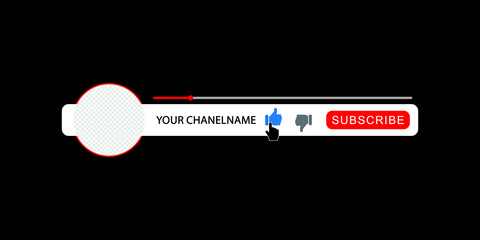 Youtube Lower Third. Social Media Broadcast Banner With Subscribe Button