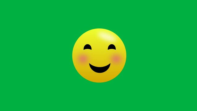 Seamless flush expression emoji isolated on green screen. Social media expression, emotion and feelings sharing concept.