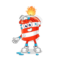 Obraz premium birthday candle stretching character. cartoon mascot vector