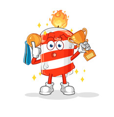Obraz premium birthday candle winner with trophie. cartoon character