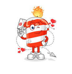 birthday candle hold love letter illustration. character vector