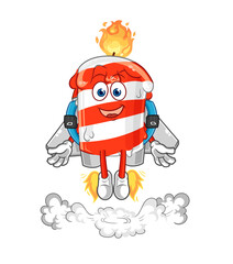 birthday candle with jetpack mascot. cartoon vector