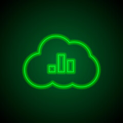 Fototapeta premium Graph, cloud simple icon vector. Flat design. Green neon on black background with green light.ai