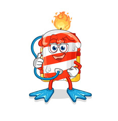 birthday candle diver cartoon. cartoon mascot vector